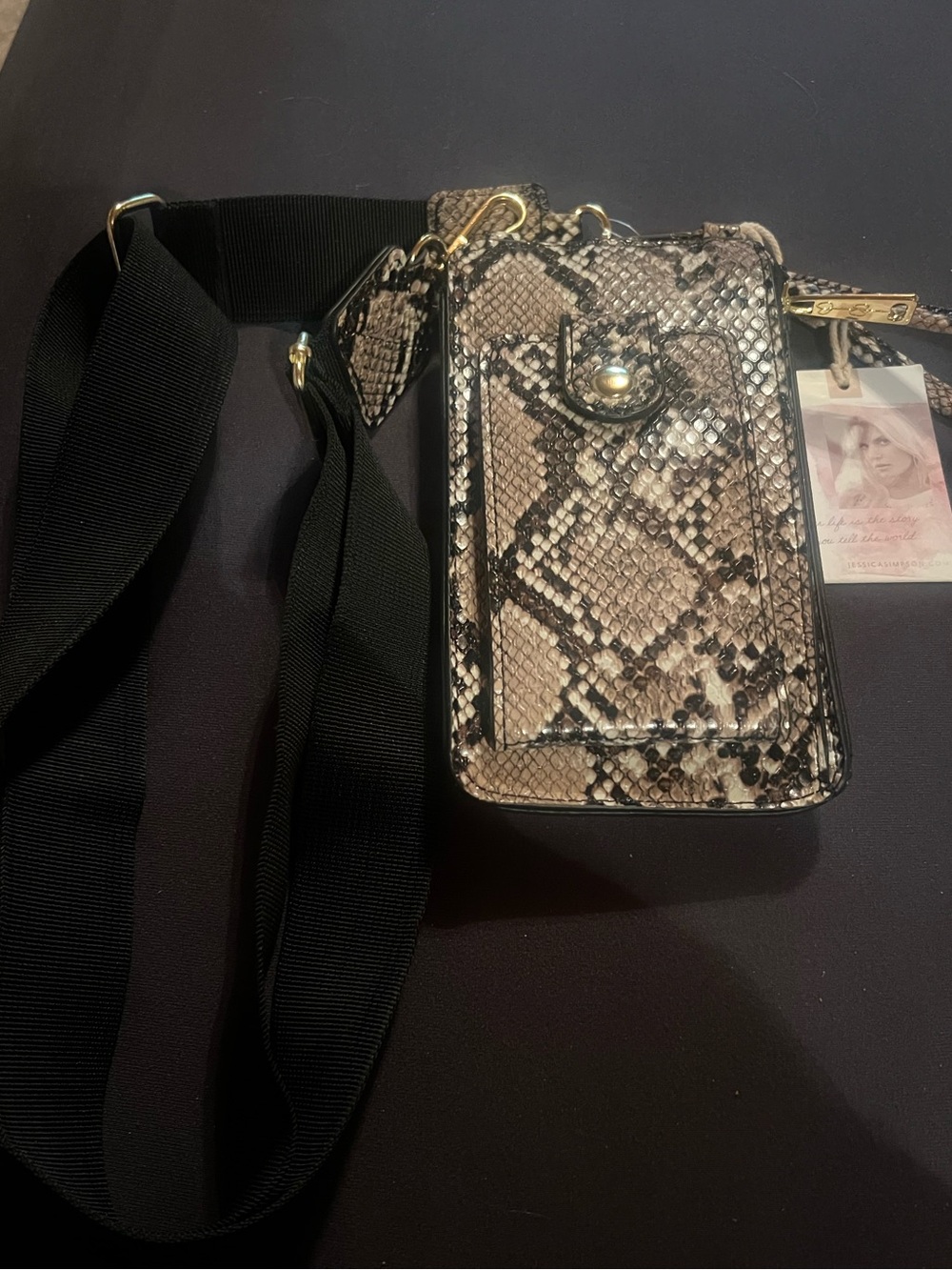 Jessica Simpson Snake Print Look Crossbody/Wallet/Cell Phone Purse, new/tag